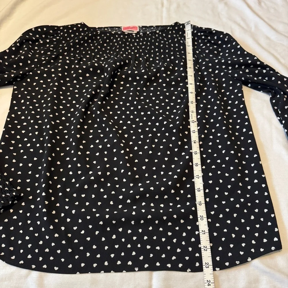Kate‎ Spade XS Heartbeat Smocked Top Blouse ~ Hearts Smocked Night Out Party